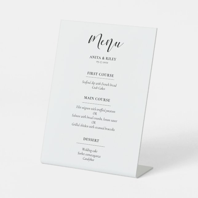 Signe De Table Elégant menu mariage design (Recto)
