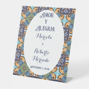 Signe De Table Elégant mexicain Floral Talavera Mariage fond