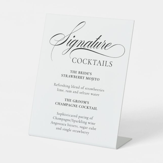 Signe De Table Elegant Minimalist modern Signature Cocktails sign (Recto)