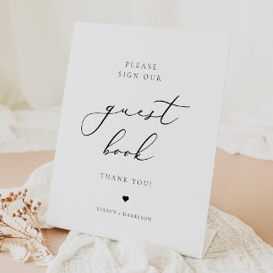 Signe De Table Élégant minimaliste Script Mariage livre d'hôtes