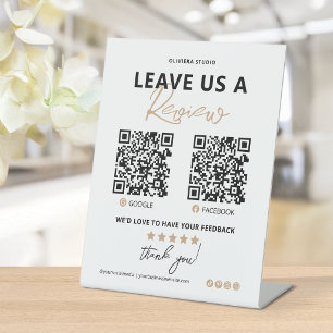 Signe De Table Élégant Moderne Laissez-nous un avis Code QR