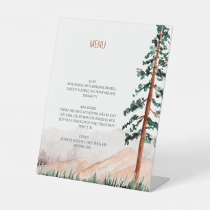 Signe De Table Elégant Montagnes Rustiques Arbres Paysage Menu