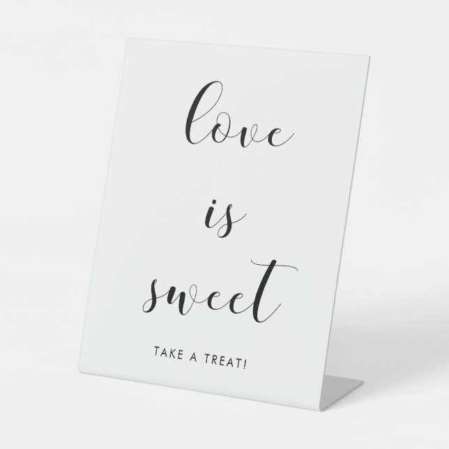 Signe De Table Élégant noir et blanc Mariage L'amour est doux (Recto)