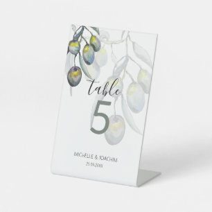 Signe De Table Élégant Olive Branch Watercolor Art