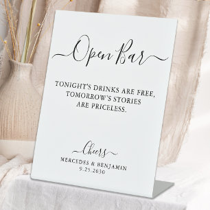 Signe De Table Elegant Open Bar Calligraphy Personalized Wedding 