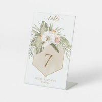 Elégant Palm Feuille Floral Cream Numéro de table