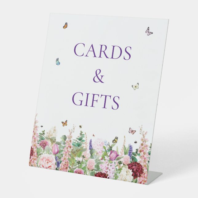 Signe De Table Élégant Papillons Floraux Cartes et Cadeaux (Recto)