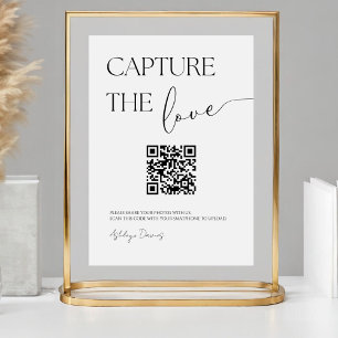 Signe De Table Élégant Partage Simple Photos Mariage Avec Code QR