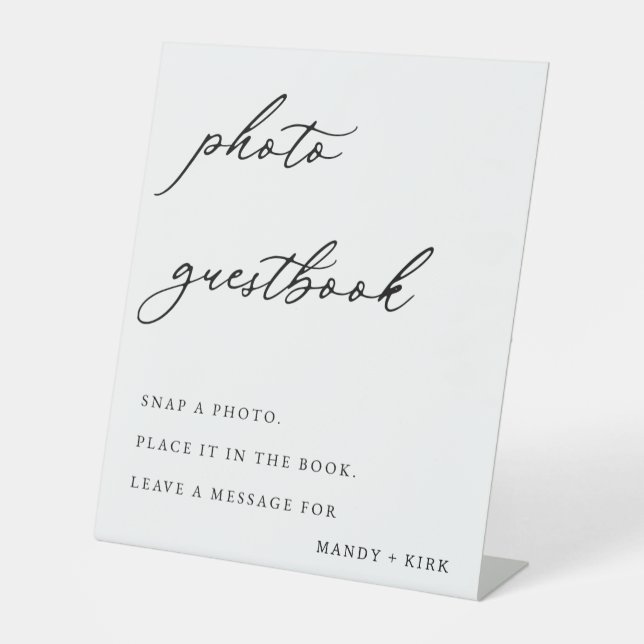 Signe De Table Elegant Photo Guestbook Table Sign  (Recto)