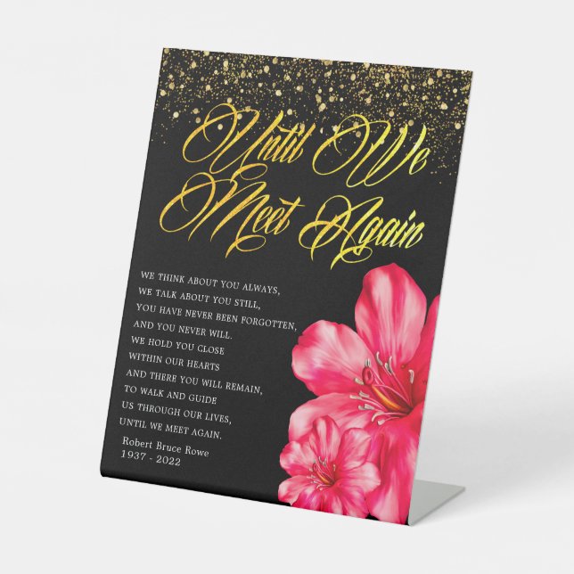 Signe De Table Élégant poème funéraire Floral Memorial (Recto)