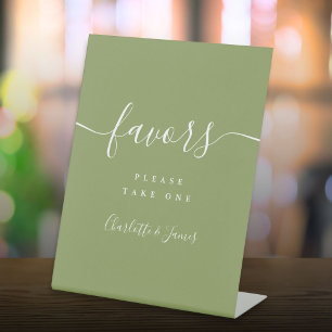 Signe De Table Élégant Présentoir de Mariage Moderne Vert Mousse 