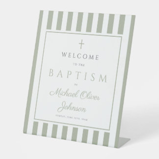 Signe De Table Elegant Religious Sage Green Baptism