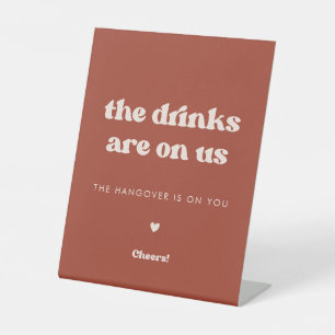 Signe De Table Élégant rétro Terracotta Boissons sont sur nous