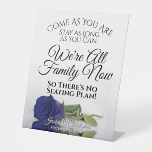 Signe De Table Élégant Rose bleu marine  Mariage à siège ouvert