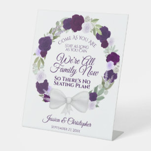 Signe De Table Élégant Rose de couronnes violettes Mariage de siè