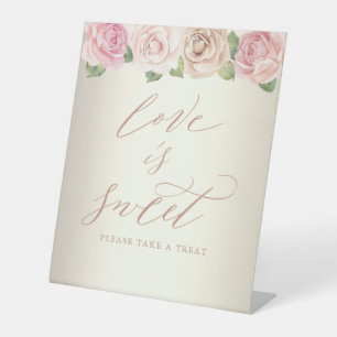 Signe De Table Élégant Rose Floral Amour est Mariage doux