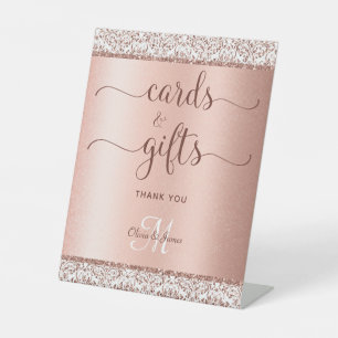 Signe De Table Élégant Rose Gold Calligraphie Cartes de mariage C