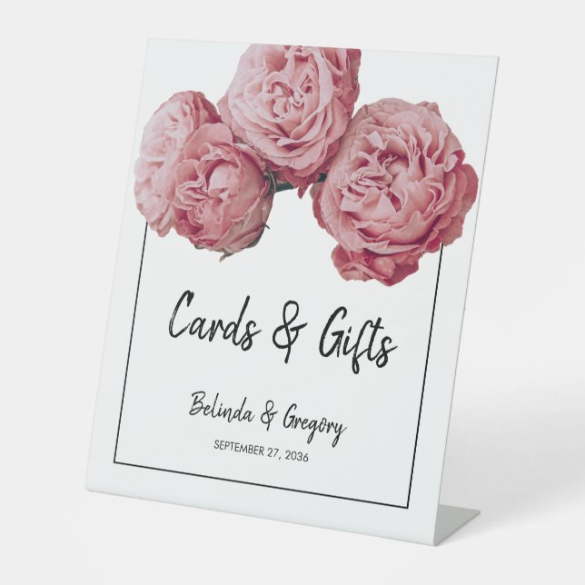 Signe De Table Elégant rose Roses Cartes de Mariage & Cadeaux (Recto)