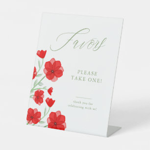 Signe De Table Elégant rouge Aquarelle Poppy Fleurs Faveurs