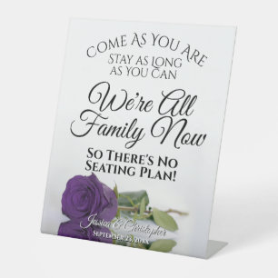 Signe De Table Élégant Royal violet Rose Mariage de siège ouvert