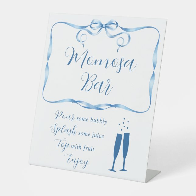 Signe De Table Élégant ruban bleu Momosa Bar (Recto)