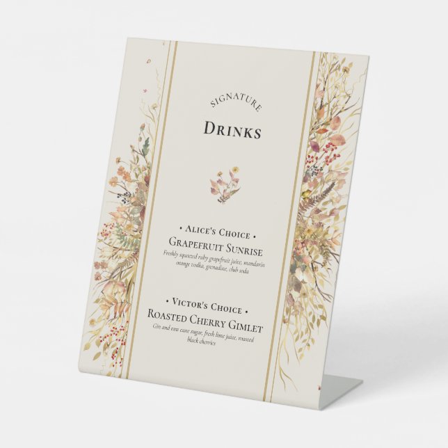 Signe De Table Elégant Rustic Fall Beige Mariage Signature Boisso (Recto)