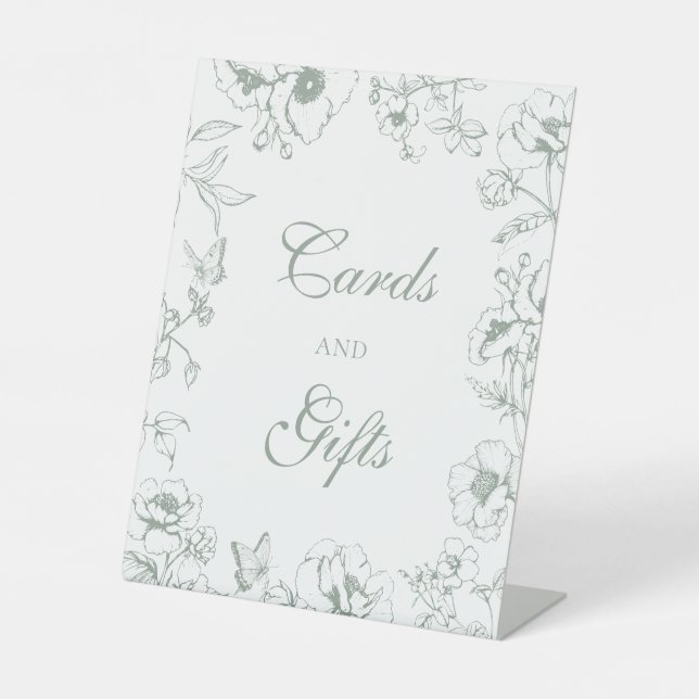Signe De Table Elegant Sage Green Floral Wedding Cards Gifts  (Recto)