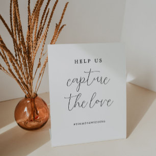 Signe De Table Élégant Script Capturer L'Amour Médias Sociaux