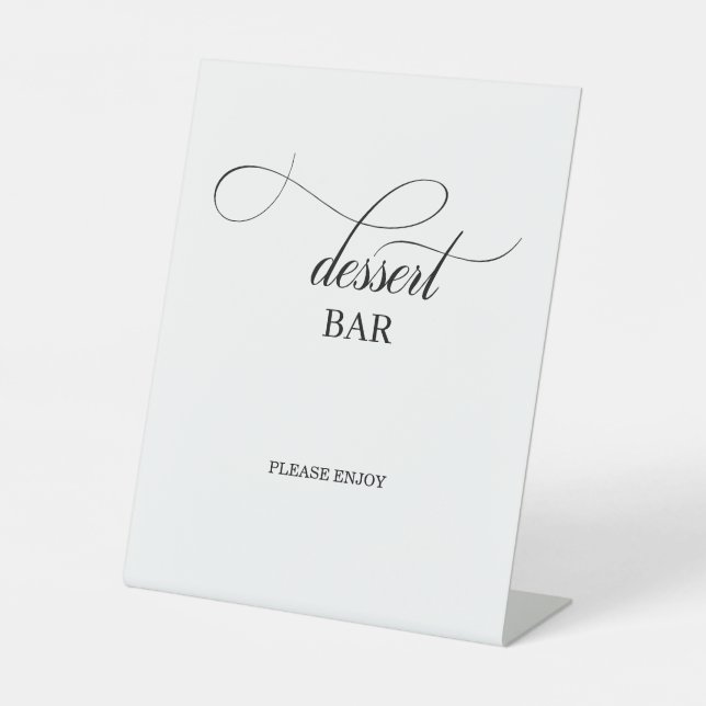Signe De Table Élégant Script de calligraphie Mariage Dessert Bar (Recto)