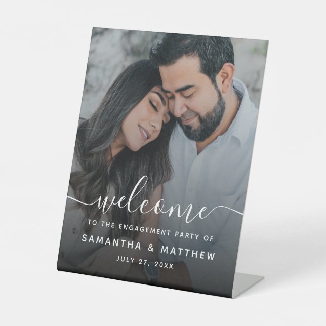 Signe De Table Elegant Script Engagement Party Welcome Sign (Recto)