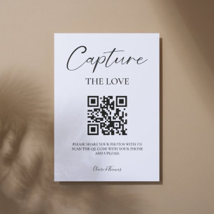 Signe De Table Élégant script Mariage Photo Partager code QR
