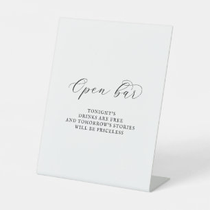 Signe De Table Élégant script Open Bar Sign