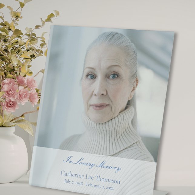 Signe De Table Elegant Script Photo Funeral Table Sign (In Loving Memory Funeral Memorial Table Sign
)