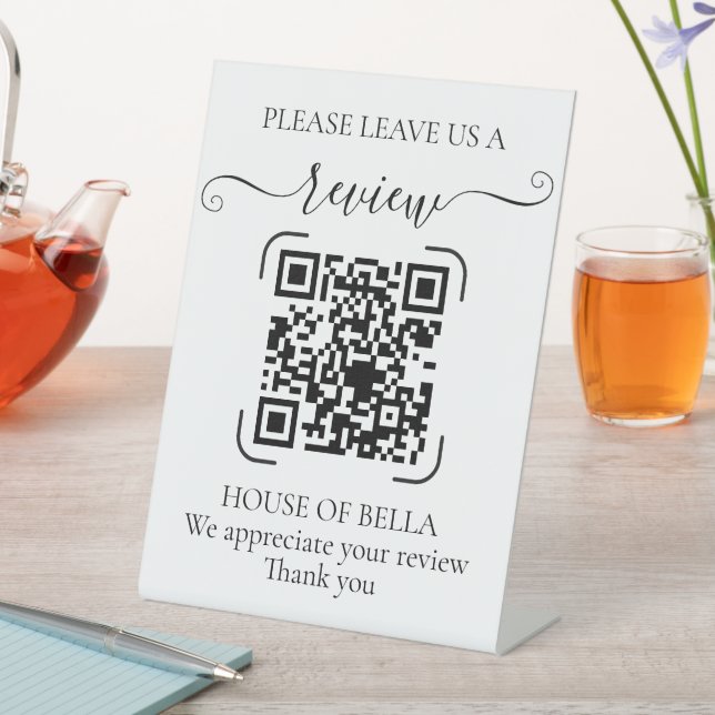 Signe De Table Elegant Script QR Code Review  (In SItu)