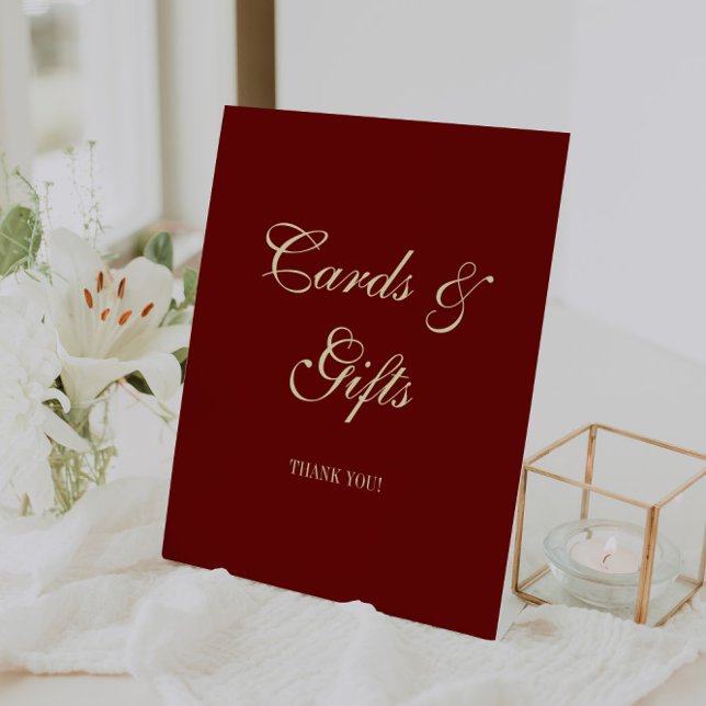Signe De Table Elegant Script Wine Red Wedding Cards & Gifts (Créateur téléchargé)