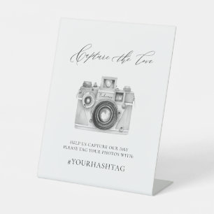 Signe De Table Élégant Simple Capture Le Hashtag Mariage Amour