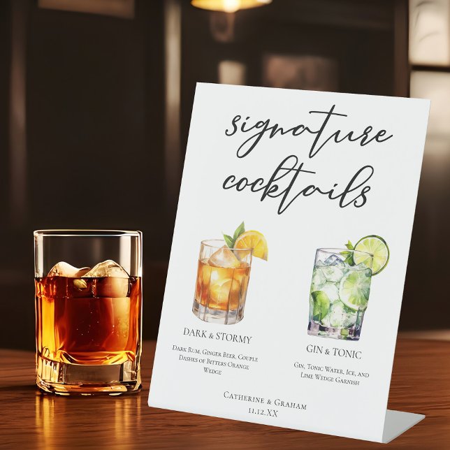 Signe De Table Elégant soir Signature Cocktails Menu Mariage (Créateur téléchargé)