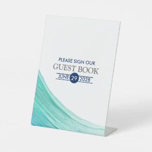 Signe De Table Elégant Turquoise Tides Beach Mariage