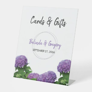 Signe De Table Elégant Violet Hydrangea Cartes de Mariage & Cadea