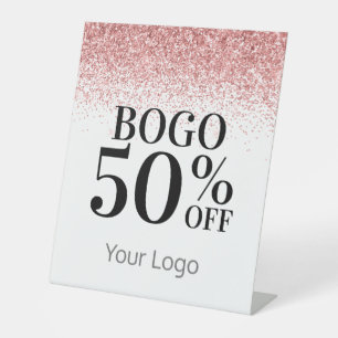 Signe De Table Élégant votre logo Parties scintillant rose BOGO B