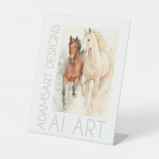 Signe De Table Elegant Watercolor Horses Duo – Graceful Equine