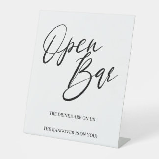 Signe De Table Elegant Wedding Open Bar Tabletop Sign – Modern 