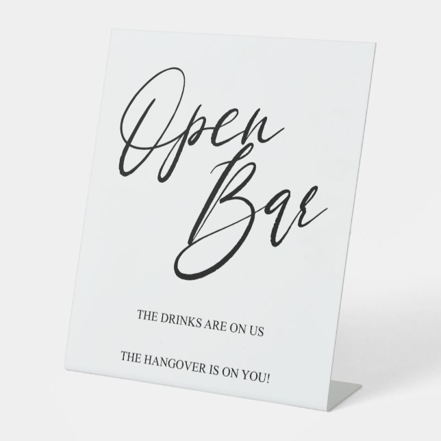 Signe De Table Elegant Wedding Open Bar Tabletop Sign – Modern  (Recto)