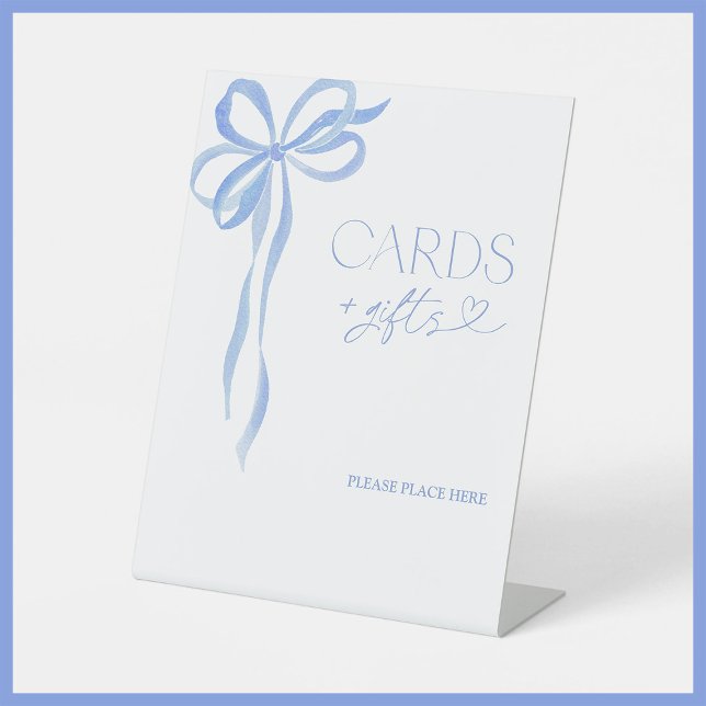 Signe De Table Elégante aquarelle Dusty Blue Bow Cartes et cadeau (Créateur téléchargé)