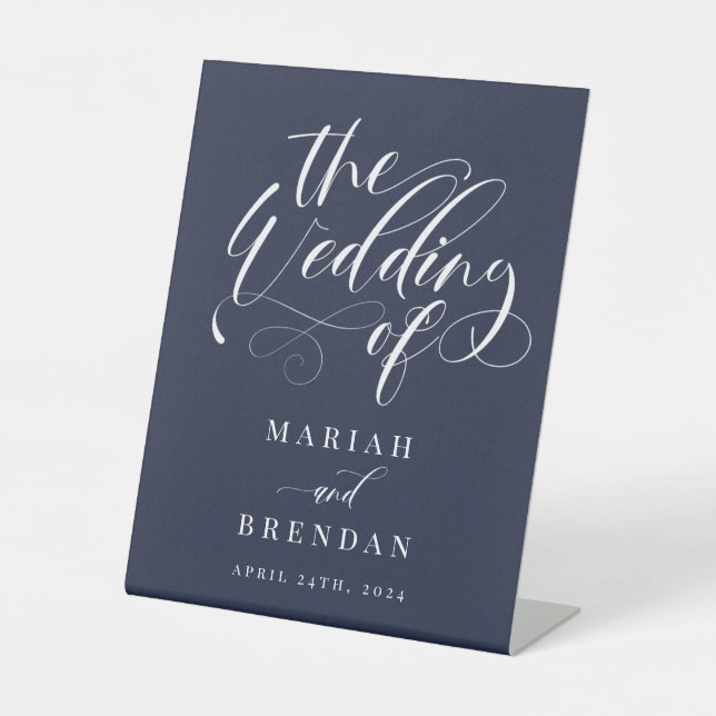 Signe De Table Élégante calligraphie Classic Mariage Welcome (Recto)