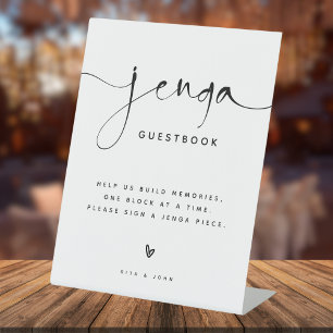 Signe De Table Élégante calligraphie Jenga Guest Book Mariage Sig