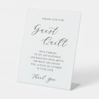 Élégante calligraphie Mariage Guest Quilt Pedestal