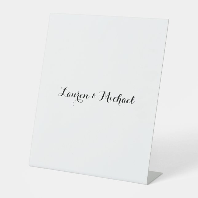 Signe De Table Élégante calligraphie minimaliste mariage noir bla (Recto)