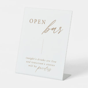 Signe De Table Élégante calligraphie or Mariage Open Bar Table