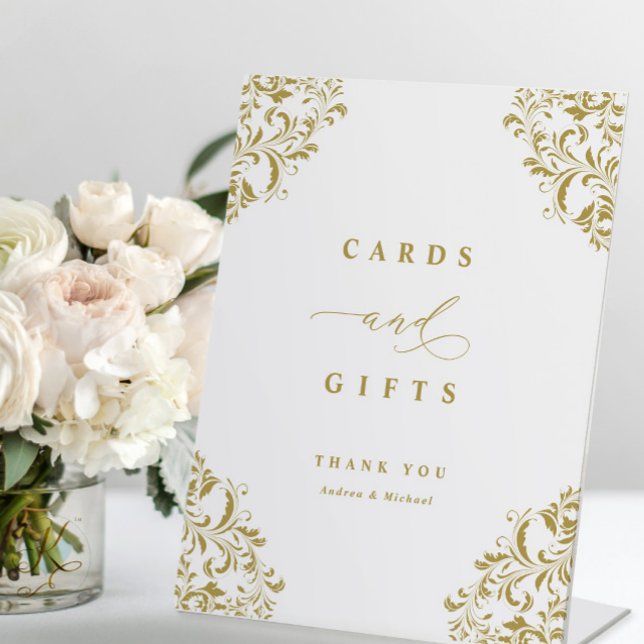 Signe De Table Élégante carte de mariage or & cadeaux (Créateur téléchargé)